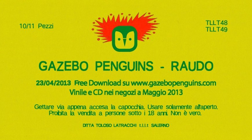 Raudo, nuovo album dei Gazebo Penguins